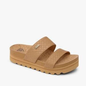 Reef Cushion Vista Hi Slide Sandals- Tan Wicker
